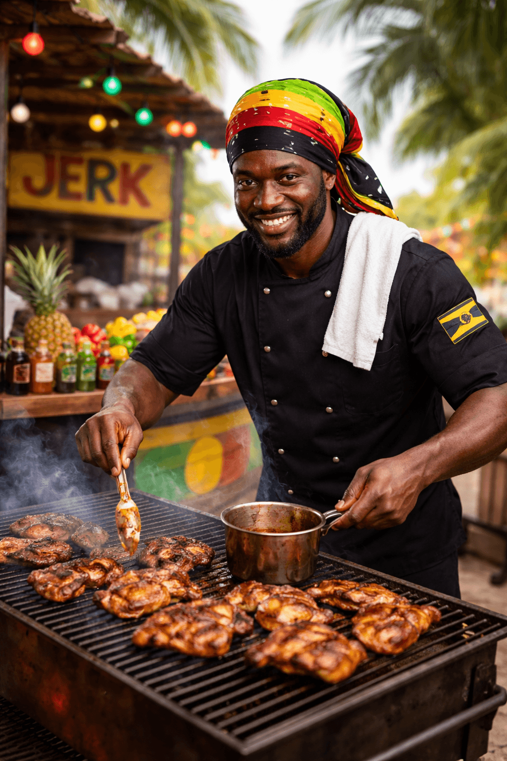 Caribbean chef cooking